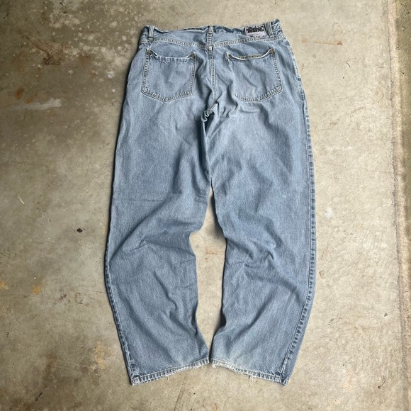 vintage y2k 2000s cybergrunge icey wash silvertab baggy fit wide leg jeans 36x33 - Picture 1 of 10